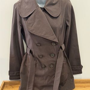 LULULEMON Brown Herringbone Double Breasted Studio Trench Coat. Size 6
